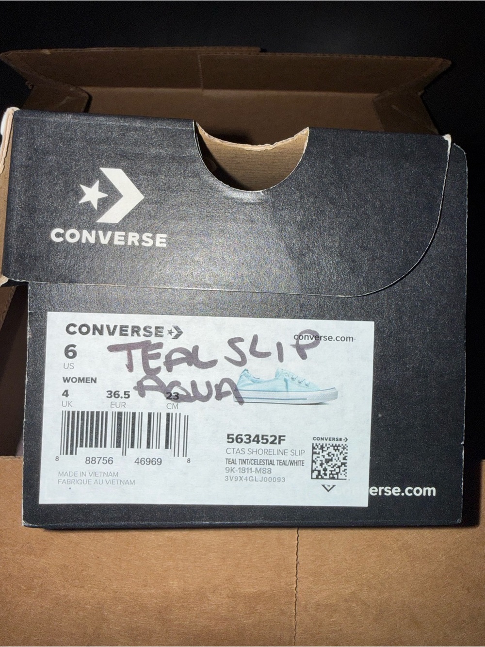 Converse Women’s CTAS Shoreline Low Top Slip-On Sneakers - Mint Teal White 6 - Picture 8 of 8